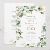 Verrassing 100e verjaardag Eucalyptus Kaart Aanvra (Voorkant / Achterkant)