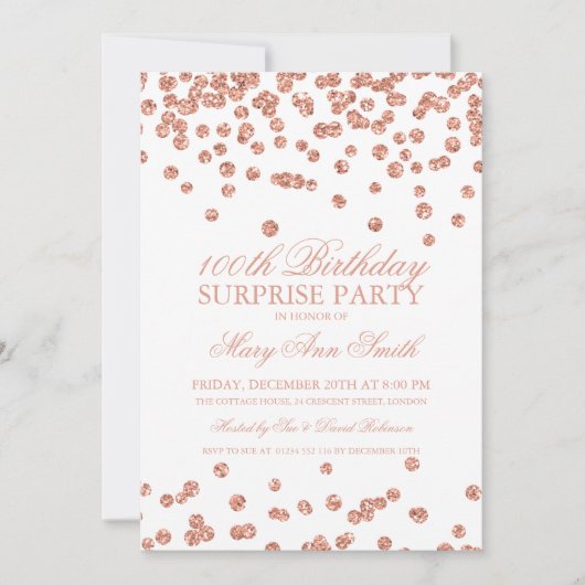 Verrassing 100e Verjaardag Roos Gouden Glitter Con Kaart