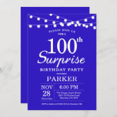 Verrassing 100e verjaardag uitnodiging Royal Blue (Voorkant / Achterkant)