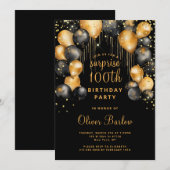 Verrassing 100e verjaardagsfeest zwart goud kaart (Voorkant / Achterkant)