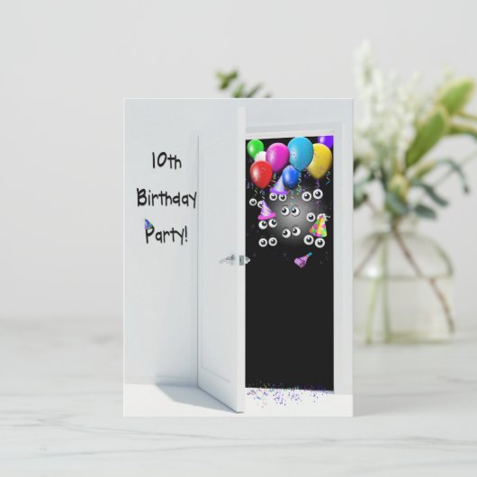 Verrassing 10e verjaardag kaart (Staand voorkant)