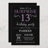 Verrassing 13e verjaardag uitnodiging zwart en Paa (Voorkant / Achterkant)