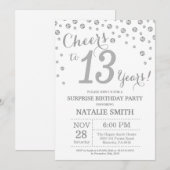 Verrassing 13e verjaardag Zilveren Glitter Diamant Kaart (Voorkant / Achterkant)