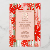 Verrassing 13e verjaardagsfeest Bloeiende Bloemenp Folie Uitnodiging (Voorkant)