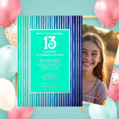 Verrassing 13e verjaardagsfeest Bright Blue Girly Folie Uitnodiging