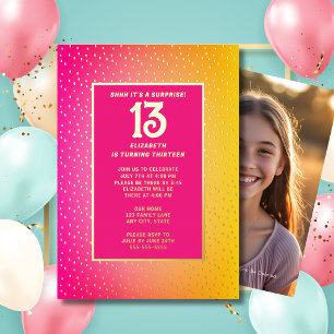 Verrassing 13e verjaardagsfeestje Bright Colors Bl Folie Uitnodiging