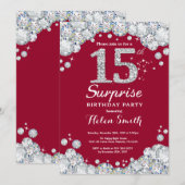 Verrassing 15e verjaardag Bourgondië Rood Zilveren Kaart (Voorkant / Achterkant)