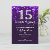 Verrassing 15e verjaardag - Paarse zilveren Kaart (Staand voorkant)
