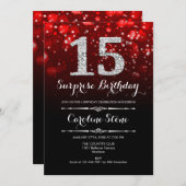 Verrassing 15e verjaardag - rood zilver kaart (Voorkant / Achterkant)