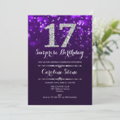 Verrassing 17e verjaardag - Paarse zilveren Kaart (Staand voorkant)