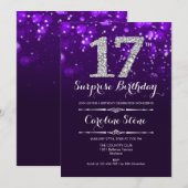 Verrassing 17e verjaardag - Paarse zilveren Kaart (Voorkant / Achterkant)