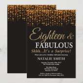 Verrassing 18e verjaardag 18 en fantastisch goud kaart (Voorkant / Achterkant)