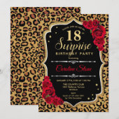 Verrassing 18e verjaardag - Leopard Zwart Goud Roo Kaart (Voorkant / Achterkant)