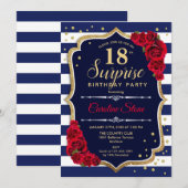 Verrassing 18e verjaardag - Navy Wit Rood Kaart (Voorkant / Achterkant)