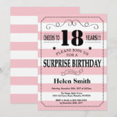Verrassing 18e verjaardag Roze en witte strepen Kaart (Voorkant / Achterkant)