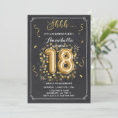 Verrassing 18e Verjaardag Uitnodiging Gouden Krijt (Staand voorkant)