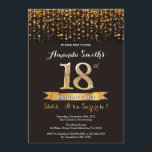 Verrassing 18e verjaardag uitnodiging zwart en gou<br><div class="desc">Verrassing 18e verjaardag uitnodiging. Zwart en goud glitter. Ouderenverjaardagsfeestje uitnodigen. Vrouwen of Mannen Bday Bash. Voor verdere aanpassing klikt u op de knop "Aanpassen" en gebruikt u onze ontwerptool om deze sjabloon te wijzigen.</div>