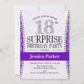Verrassing 18e Verjaardag - Wit Zilver Paarse Kaart (Voorkant)
