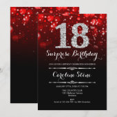 Verrassing 18e Verjaardag - Zwart Rood Zilver Kaart (Voorkant / Achterkant)