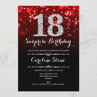Verrassing 18e Verjaardag - Zwart Rood Zilver Kaart