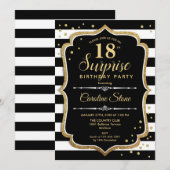 Verrassing 18e verjaardag - Zwart Wit Goud Kaart (Voorkant / Achterkant)