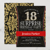 Verrassing 18e Verjaardagsfeest - Goud Zwart Rood Kaart (Voorkant / Achterkant)