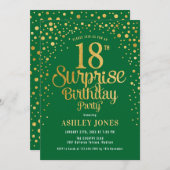 Verrassing 18e Verjaardagsfeest - Groen & Goud Kaart (Voorkant / Achterkant)
