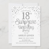 Verrassing 18e Verjaardagsfeest - Zilver & Wit Kaart (Voorkant)
