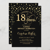 Verrassing 18e Verjaardagsfeestje - Goud Zwart Kaart (Voorkant / Achterkant)