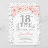 Verrassing 18e verjaardagsfeestje - wit goud roze kaart (Voorkant / Achterkant)
