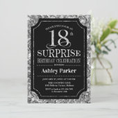 Verrassing 18e Verjaardagsfeestje - Zilver Zwart Kaart (Staand voorkant)