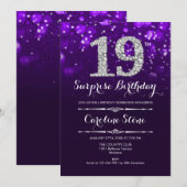 Verrassing 19e Verjaardag - Paarse Zilver Kaart (Voorkant / Achterkant)