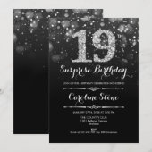 Verrassing 19e Verjaardag - Zwart Zilver Kaart (Voorkant / Achterkant)