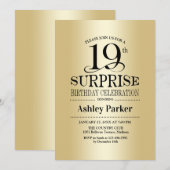 Verrassing 19e Verjaardagsfeest - Goud Kaart (Voorkant / Achterkant)