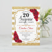 Verrassing 20e verjaardag - Goud Wit Rood Kaart (Staand voorkant)