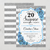 Verrassing 20e verjaardag - Zilver Wit Blauw Kaart (Voorkant / Achterkant)