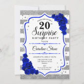 Verrassing 20e Verjaardag - Zilver Wit Koningsblau Kaart (Voorkant)