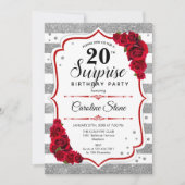 Verrassing 20e verjaardag - Zilver Wit Rood Kaart (Voorkant)
