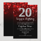 Verrassing 20e Verjaardag - Zwart Rood Zilver Kaart (Voorkant / Achterkant)