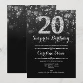 Verrassing 20e Verjaardag - Zwart Zilver Kaart (Voorkant / Achterkant)