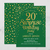 Verrassing 20e Verjaardagsfeest - Groen & Goud Kaart (Voorkant / Achterkant)