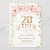 Verrassing 20e Verjaardagsfeest - Wit Goud Roze Kaart (Voorkant / Achterkant)