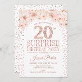 Verrassing 20e Verjaardagsfeest - Wit Rose Gold Kaart (Voorkant / Achterkant)