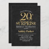 Verrassing 20e verjaardagsfeestje - Goud Zwart Kaart (Voorkant / Achterkant)