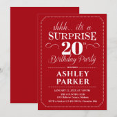 Verrassing 20e verjaardagsfeestje - rood wit kaart (Voorkant / Achterkant)