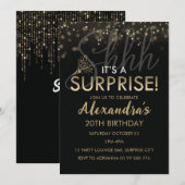 Verrassing 20e Verjaardagsfeestje Zwart Goud voor  Kaart (Voorkant / Achterkant)