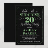 Verrassing 20e verjaardagsfeestje - Zwart Groen Kaart (Voorkant / Achterkant)