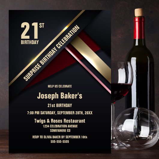 Verrassing 21e Gouden Type Verjaardagsfeestje Kaart