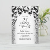 Verrassing 21e verjaardag Black White Balloons Par Kaart (Staand voorkant)
