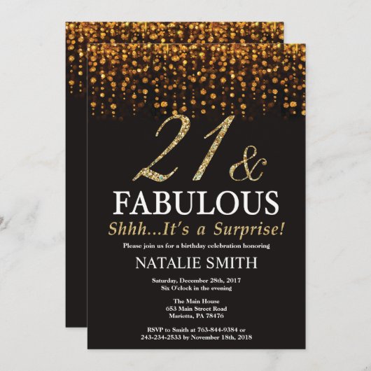 Verrassing 21e verjaardag eenentwintig en fantasti kaart (Voorkant / Achterkant)